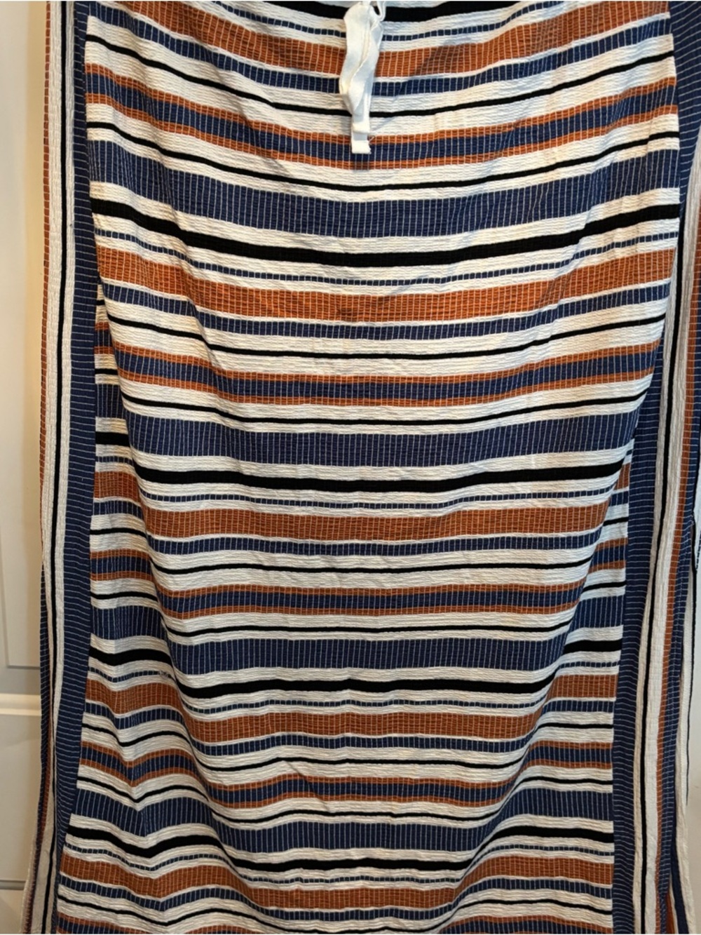 Max Studio Navy, White & Brown Striped Maxi Skirt